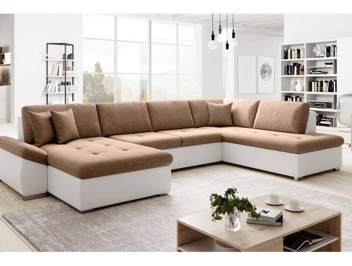 Wohnlandschaft mit Schlaffunktion Rechts Moni U Braun, Weiß Wohnlandschaft mit Schlaffunktion Rechts Moni U Braun, Weiß von Graingold