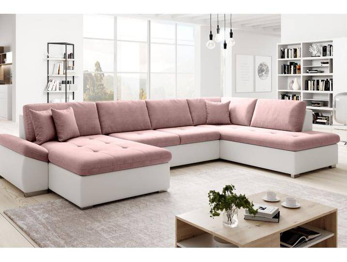 Wohnlandschaft mit Schlaffunktion Rechts Moni U Rosa, Weiß von Graingold