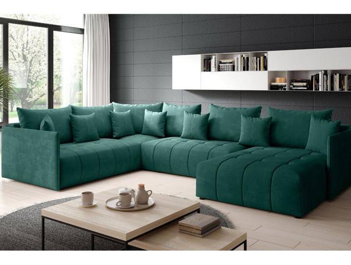 Wohnlandschaft mit Schlaffunktion und Bettkasten Aspen Bis Grün Wohnlandschaft mit Schlaffunktion und Bettkasten Aspen Bis Grün von Graingold