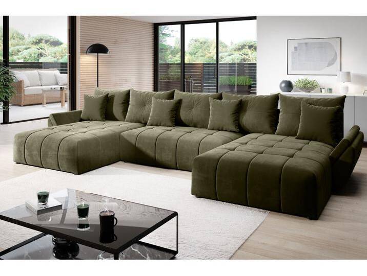Wohnlandschaft mit Schlaffunktion und Bettkasten Decor U Dunkelgrün Wohnlandschaft mit Schlaffunktion und Bettkasten Decor U Dunkelgrün von Graingold