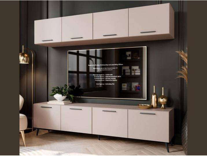 Wohnwand für das Wohnzimmer auf Schwarzen Metallbeinen Noaé Kaschmir Wohnwand für das Wohnzimmer auf Schwarzen Metallbeinen Noaé Kaschmir von Graingold