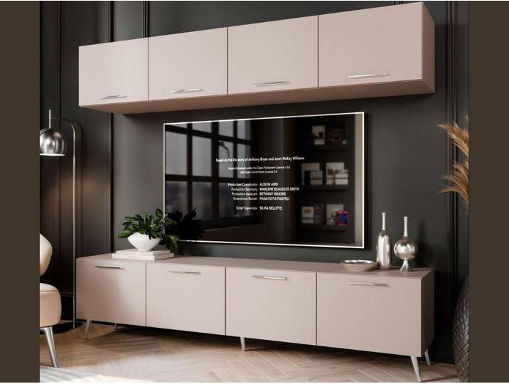 Wohnwand für das Wohnzimmer auf Silbernen Metallbeinen Noaé Kaschmir Wohnwand für das Wohnzimmer auf Silbernen Metallbeinen Noaé Kaschmir von Graingold