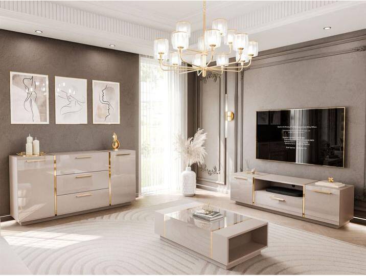 Wohnzimmer-Set im Glamour-Stil Lunelie Kaschmir Wohnzimmer-Set im Glamour-Stil Lunelie Kaschmir von Graingold