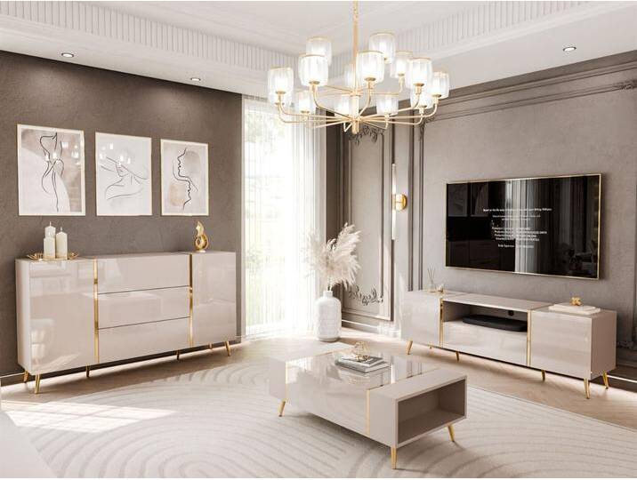 Wohnzimmer-Set im Glamour-Stil Lunelie Kaschmir Wohnzimmer-Set im Glamour-Stil Lunelie Kaschmir von Graingold