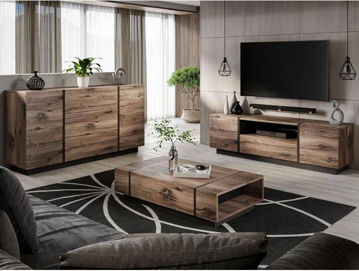 Wohnzimmer-Set im Loft-Stil Lunelie Eiche Flagstaff Wohnzimmer-Set im Loft-Stil Lunelie Eiche Flagstaff von Graingold