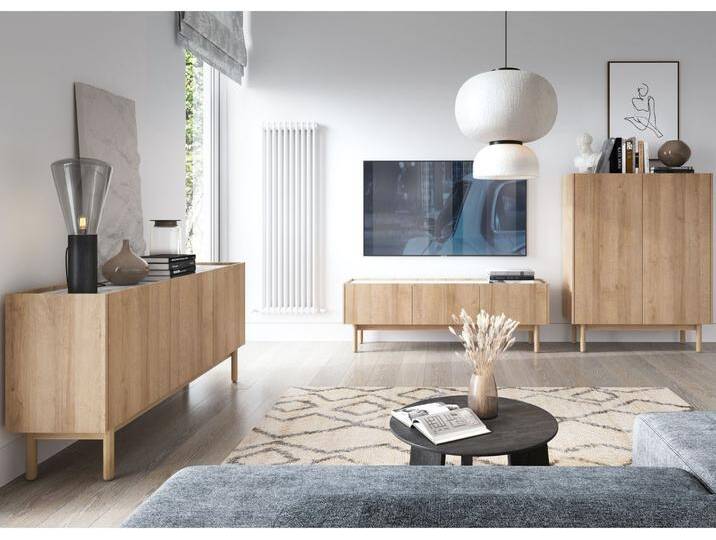 Wohnzimmerset Braha Riviera Eiche, Bianco Marmor von Graingold