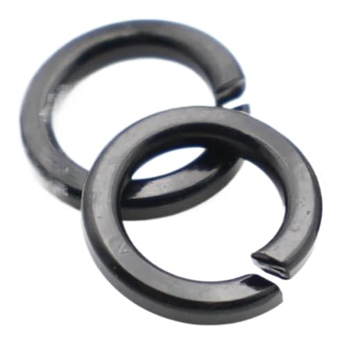 2-100pcs M2-M24 Black 304 Stainless Steel Spring Split Lock Washer Elastic Gasket(M5 (50pcs)) von Graiting