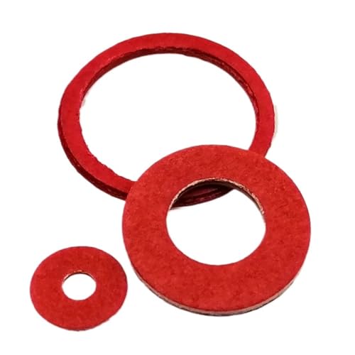 20/50/100 Stück M2 M2.5 M3 M4 M5 M6 M8 M10 M12 M14 M16 Isolierter einfacher Dichtungsring aus roter Stahlpapierfaser, isolierende Unterlegscheibe(100pcs M6x12x1mm) von Graiting
