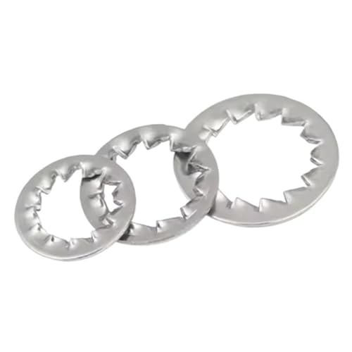 30–200 Stück Außenzahn-Fächerscheibendichtung M3–M12 304 A2 Edelstahl Metall-Fächerscheiben(Internal sawtooth,M6-100pcs) von Graiting