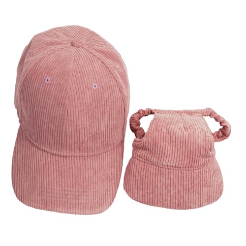 Gralara 2 Stück Eltern Kind Hundemütze Baseballcap mit Verstellbarem Band Und Sonnenschutz Aus Atmungsaktivem Cord für Spaziergänge Und Freizeitaktivitäten, L von Gralara