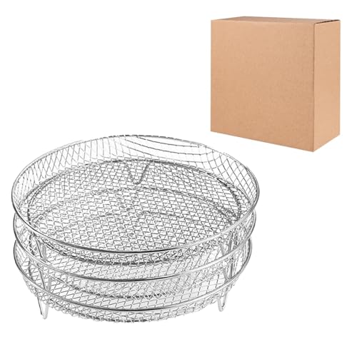 Gralara 3-teiliges Luftfritteusen-Gestell, Frittierkorb, Stützchips, Luftfritteusen-Zubehör, Trockengestell, Stapeltabletts, Luftfritteusenkorb, rund 20cm Gralara 3-teiliges Luftfritteusen-Gestell, Frittierkorb, Stützchips, Luftfritteusen-Zubehör, Trockengestell, Stapeltabletts, Luftfritteusenkorb, rund 20cm von Gralara