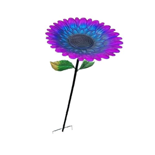 Gralara Blumen-Vogelfutterspender mit Metallpfahl, leichte Halterung, Zubehör, Gartendekoration, Papageienbadewanne für draußen, Rasen, Hinterhof, Blau von Gralara