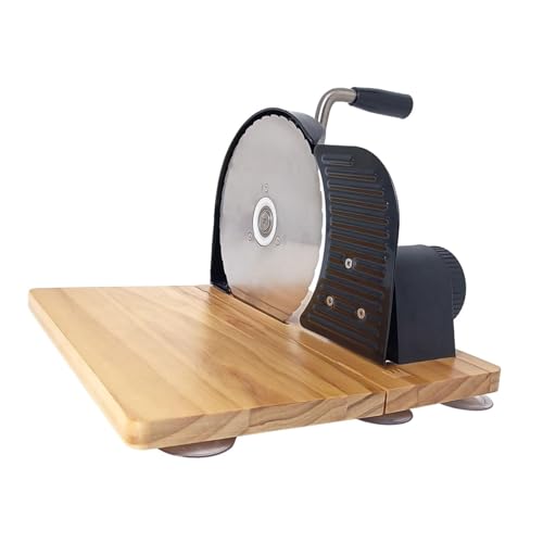 Gralara Brotschneidemaschine Als Handschneidemaschine Und Brotschneidehilfe Auch Als Lebensmittelschneider mit Scharfer Edelstahlklinge Und Klappbarem Holzbr, Schwarz von Gralara