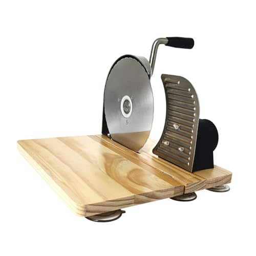 Gralara Brotschneidemaschine Als Handschneidemaschine Und Brotschneidehilfe Auch Als Lebensmittelschneider mit Scharfer Edelstahlklinge Und Klappbarem Holzbr, Silber von Gralara