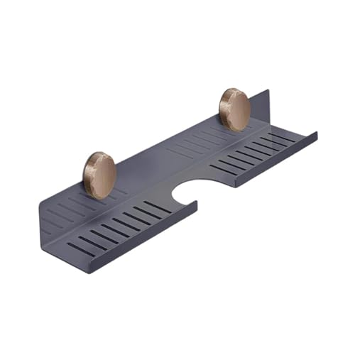 Gralara Duschregal Duschkorb Wandhalterung Badezimmer Regal mit Wiederverwendbarer Saugnapfhalterung für Flexible Positionierung für Ordnung Im Bad Und in De, Grau Länge 40cm von Gralara