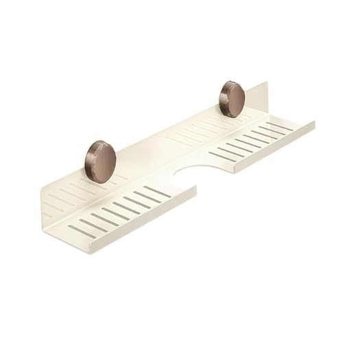 Gralara Duschregal Duschkorb Wandhalterung Badezimmer Regal mit Wiederverwendbarer Saugnapfhalterung für Flexible Positionierung für Ordnung Im Bad Und in De, Weiß Länge 40cm von Gralara