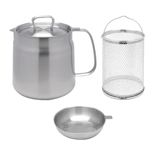 Gralara Frittiertopf, Öl-Siebkorb mit Griff, Kochtopf, Suppentopf, Kleiner Fritteusentopf zum Kochen, Backen, Öle, Aufbewahrung, 1.5 l Gralara Frittiertopf, Öl-Siebkorb mit Griff, Kochtopf, Suppentopf, Kleiner Fritteusentopf zum Kochen, Backen, Öle, Aufbewahrung, 1.5 l von Gralara