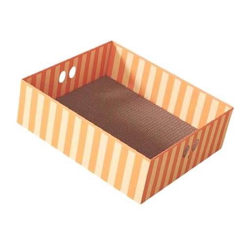 Gralara Katzenkratzbox, Kratzunterlage für Haustiere, stabiles Bett aus Wellpappe, großes Katzenkratzbrett, Katzenhaus aus Pappe für den Innenbereich, Orangeweiß von Gralara