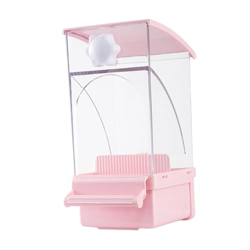 Gralara Kein Durcheinander Vogelfutterspender Futterbehälter Papagei Futterspender mit Sitzstange Hängende Futterstation, Rosa von Gralara