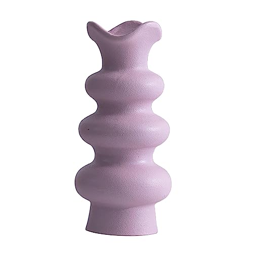 Gralara Keramikvase, einfache Blumenvase, künstlerische Vase, dekorative Vase für Esstisch, Schrank, Lila 21cm von Gralara