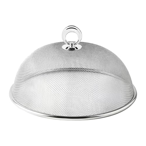 Gralara Lebensmittelabdeckung Edelstahl Mesh Food Cover Speisenschutz Netzschirm Teller Abdeckhaube mit Griff für Garten Catering Event Picknick, M von Gralara