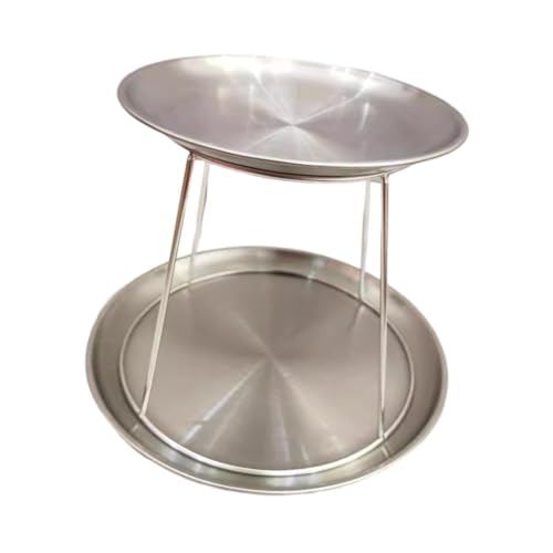 Gralara Snack-Teller-Ständer, Etagere 2 Etagen Edelstahl, Servierständer Servierplatte, Tortenständer, Meeresfrüchte-Tablett-Rack, für Snacks, Nüsse, Süßigkeiten, Desserts, Shallow Dish von Gralara