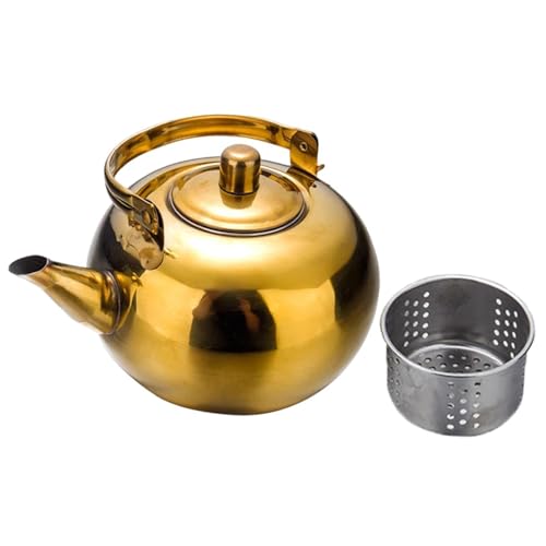 Gralara Teekessel Edelstahl Teekanne mit Praktischem Wasserkocher Kaffeegefäß Griff Komfortabel für Handhabung Und Vielseitigen Gebrauch für Geschenk, Gold Gralara Teekessel Edelstahl Teekanne mit Praktischem Wasserkocher Kaffeegefäß Griff Komfortabel für Handhabung Und Vielseitigen Gebrauch für Geschenk, Gold von Gralara