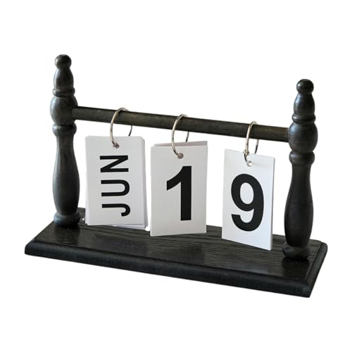 Gralara Tischkalender Zum Aufklappen mit Holzsockel, Kompakter, Aufstellbarer Tageskalender für Den Schreibtisch, für Zuhause, Wohnzimmer, Schule, Schwarz Gralara Tischkalender Zum Aufklappen mit Holzsockel, Kompakter, Aufstellbarer Tageskalender für Den Schreibtisch, für Zuhause, Wohnzimmer, Schule, Schwarz von Gralara