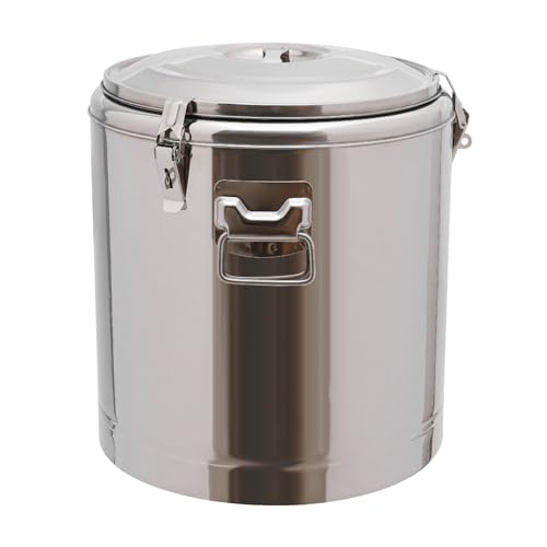 GramStudio Große Isolierter Warmer Suppentopf, 201 Edelstahl 20L Frühstücks Suppentopf für Transport Thermobehälter mit Gummiring und Spannverschluss (20L) von GramStudio