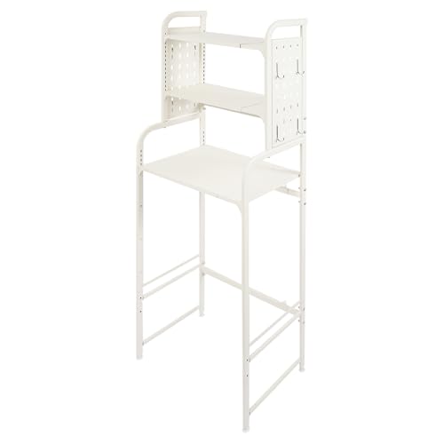 GramStudio Waschmaschinenregal, Ausziehbare Länge Badezimmerregal, 3 Ablagen Regal über Waschmaschine, Höhe Verstellba Toilettenregal (Weiß) von GramStudio