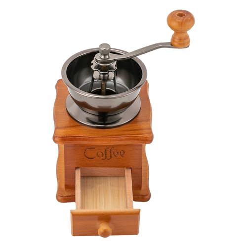 Holz Kaffeemühle, Retro Handkaffeemühle, 9.5 * 6.5 * 16cm Tragbar kaffeemühle für Kaffee Bohnen, Braun von GramStudio
