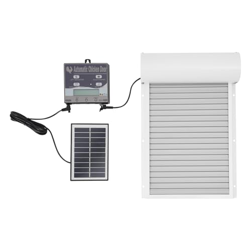 Hühnerklappe Solarpanel Hühnertür Automatisch mit Display, Türöffner Hühnerstall mit Intelligenter Einklemmschutz, Timer-Modus, Lichtsensor-Modus, Fernbedienungs-Modus und manueller Modus von GramStudio