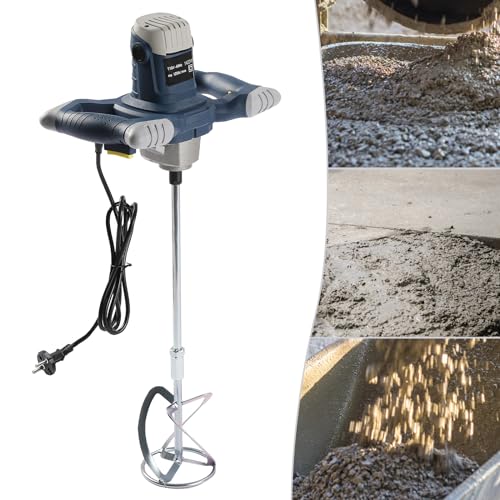Profi Rührwerk Mörtelrührer, 6 Stufen Drehzahlregulierung 0-1200r/min Betonmischer Mischmaschine 1400W für Pulverförmige Bauwerkstoffe von GramStudio
