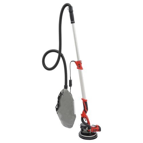 Trockenbauschleifer, 0-90 °Neigbarer Schleifkopf 750W Wand und Deckenschleifer mit 6 Geschwindigkeit Gang, LED-Arbeitsleuchte, 1.2-2.2m Einstellbare Länge (Rot) von GramStudio