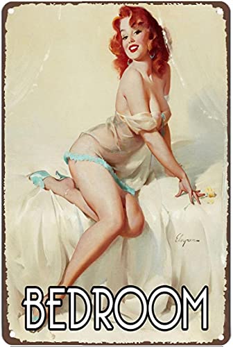 Graman Vintage-Pin-Up-Schlafzimmer-Metallschild, Pinup-Schild, Vintage-Schild, Retro-Wandschild, Wandposter für Zuhause, Küche, Bar, Kneipe, Club, Café, Dekoration, 30,5 x 20,3 cm von Graman