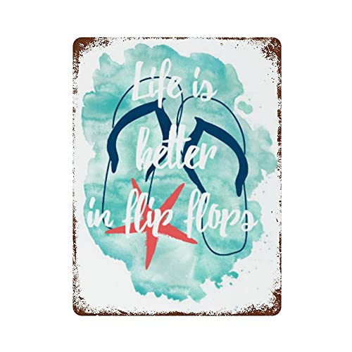 Retro Blechschild Küste Strand Leben Zitat ea Life Is Better in Flip Flops Wandkunst Dekor Schild Metall Blechschild 40,6 x 30,5 cm Retro Blechschild Küste Strand Leben Zitat ea Life Is Better in Flip Flops Wandkunst Dekor Schild Metall Blechschild 40,6 x 30,5 cm von Graman