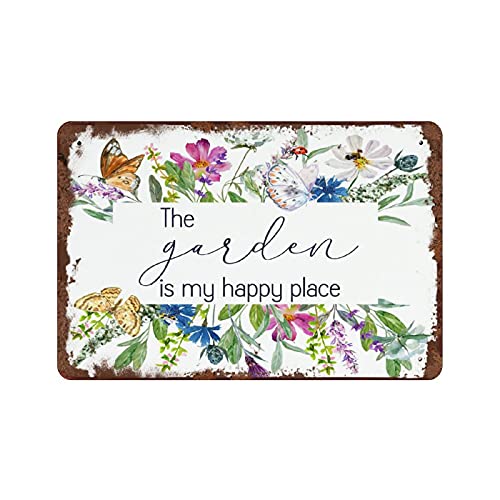 graman The Garden Is My Happy Place, Vintage-Kunst-Poster, Plakette für Zuhause, Garten, Wasserfarben, Blumen, She Shed, Schild, Gewächshaus, Kunst, Dekoration, Plakat, Wanddekoration, 20.3x30.5 cm von Graman