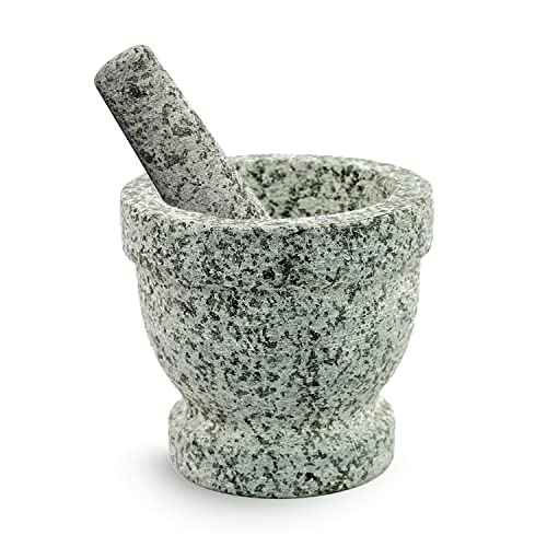 Gramercy Mörser und Stößel-Set – unpolierte Granitschale mit zusätzlichem Knoblauchschäler | ideal für Guacamole! | 1,5 Tassen Fassungsvermögen. Schutzpolster für Stabilität und geschützte Theken von Gramercy Kitchen Company