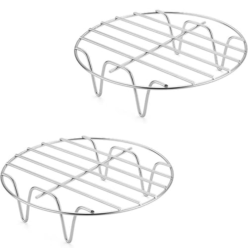 2 Stück 17,8 cm Luftfritteusenkorb Tablett Antihaft-Edelstahl Dehydrator Rack für knuspriges Kochen Backen Zubehör von Gramigg