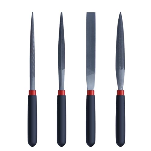 Flache Handfeile aus Metall für Stahl mit ergonomischem Griff, Stahlfeilen-Werkzeug für Holz- und Steintrimmen, Schleiffeilen-Set, 4 Stück Flache Handfeile aus Metall für Stahl mit ergonomischem Griff, Stahlfeilen-Werkzeug für Holz- und Steintrimmen, Schleiffeilen-Set, 4 Stück von Gramigg