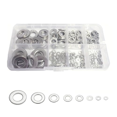 Flachwaschmaschinen 180pcs 8 Größen Flachwaschmaschinen Sortimentset 304 Edelstahl Sortioned Hardware Waschmaschinen Edelstahl Aus Flachwaschmaschinen 180pcs 8 Größen Flachwaschmaschinen Sortimentset 304 Edelstahl Sortioned Hardware Waschmaschinen Edelstahl Aus von Gramigg