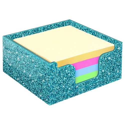 Gramigg Bruchsicherer Glitzer-Notizspender, 10 cm, quadratisches Design, Büro-Schreibtisch-Organizer mit Schnellzugriffs-Funktion, Haftnotizspender mit Glitzer-Design von Gramigg