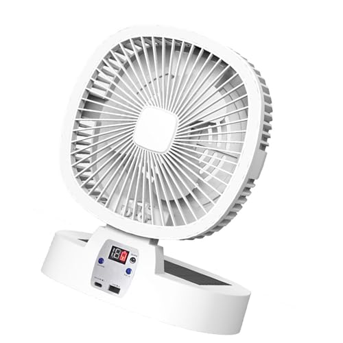 Gramigg USB-betriebener, tragbarer faltbarer Schreibtischventilator, 5000 mAh Akku, 5 Geschwindigkeitseinstellungen, LED-Nachtlicht-Ventilator, Kühlgerät, faltbarer Schreibtischventilator mit von Gramigg