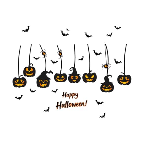 PVC-Halloween-Dekorationen, Fledermaus- und Kürbis-Muster, Haftaufkleber, Glastür-Aufkleber-Set für Fenster, verspiegelte Klassenzimmer, statisch haftende Fensteraufkleber PVC-Halloween-Dekorationen, Fledermaus- und Kürbis-Muster, Haftaufkleber, Glastür-Aufkleber-Set für Fenster, verspiegelte Klassenzimmer, statisch haftende Fensteraufkleber von Gramigg