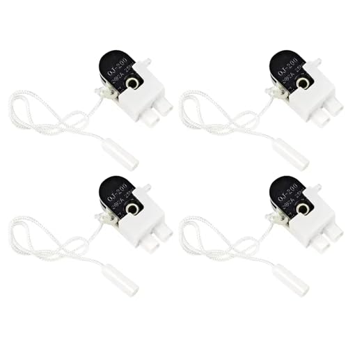 Packung Mit 4 Kleinen Zugkordschaltern Home Accessoire Für Badezimmerleuchte Deckenlampe Robuste Kunststoffmaterialien 250 V 2A Pull Kabelschalter von Gramigg