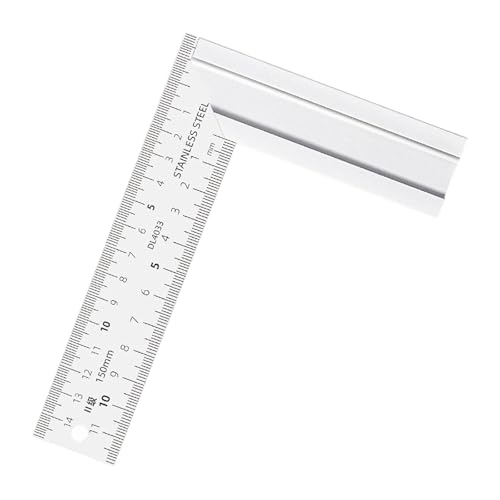 Robustes, präzises Edelstahl-Lineal mit Doppelskala, rechtwinkliges Lineal für Holzbearbeitung und Bau, mit Aluminiumbasis, robustes Vierkant von Gramigg
