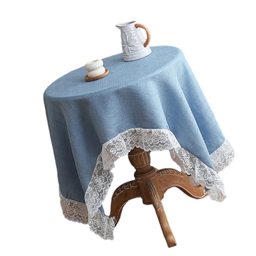 Stilvolle Tischdecke mit Spitzenbesatz, knitterfreies Polyestergewebe für Familienfeiern, Heimdekoration, Spitzentischdecke von Gramigg