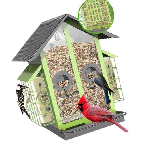 Vogelfutterstation mit großer Kapazität für den Außenbereich mit Sitzstange, mehreren Drainagelöchern und einfacher Aufhängung, Vogelfutterstation für den Hinterhof von Gramigg