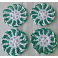 4 Grüne Untersetzer-Set, Pfefferminz-Untersetzer, Baumwolle Untersetzer, Deckchen, Rote Gehäkelte Haushaltswaren Küche von GrammysCustomCrochet