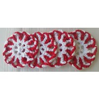 4 Rote Untersetzer-Set, Pfefferminze Untersetzer, Baumwolle Deckchen, Grüne Gehäkelte Haushaltswaren Küche von GrammysCustomCrochet